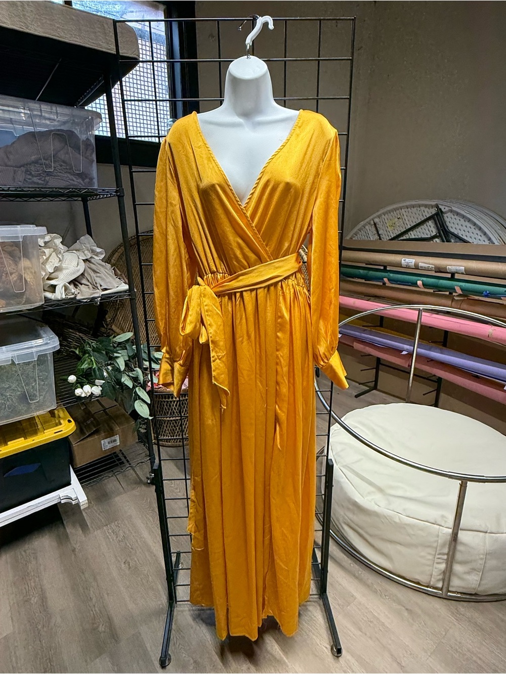 Golden Mustard Wrap Maxi Dress - Women